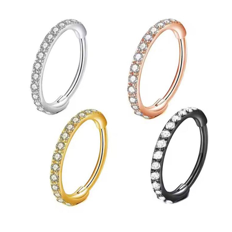 Body Jewelry Septum - 16G Clear CZ Nose Ring Hoop