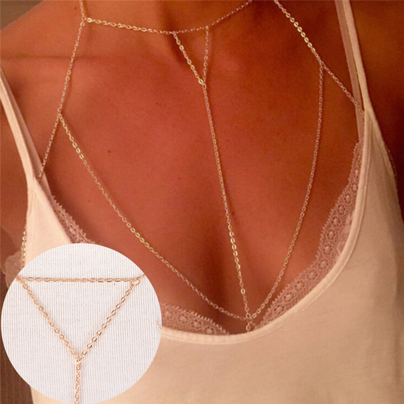 Body Jewelry Ends - Gold Silver Fashion Link Chain Bra
