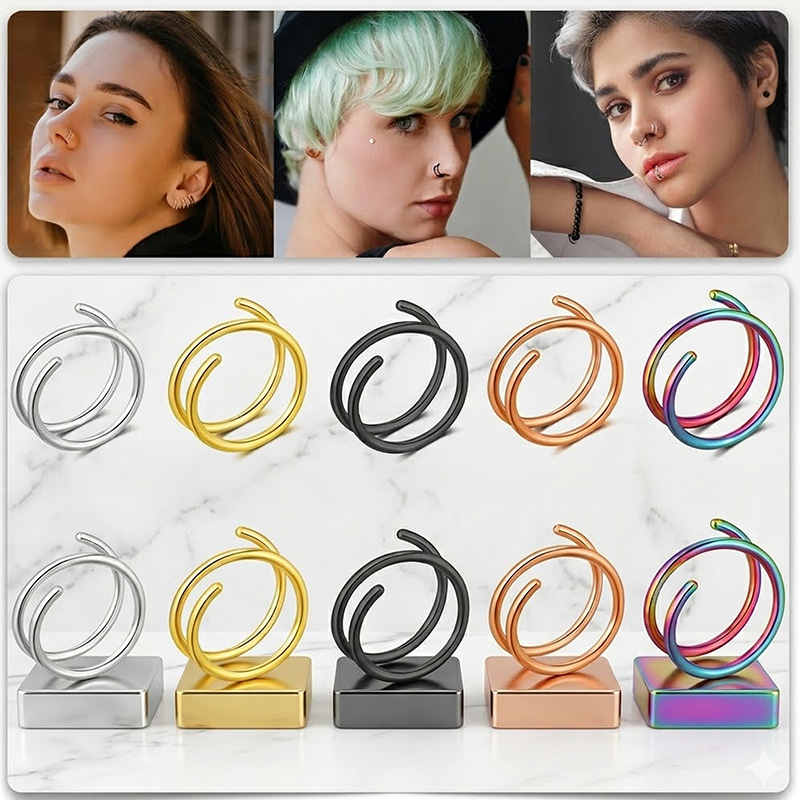 Body Jewelry Septum - 1PC Stainless Steel 316 Double Spiral