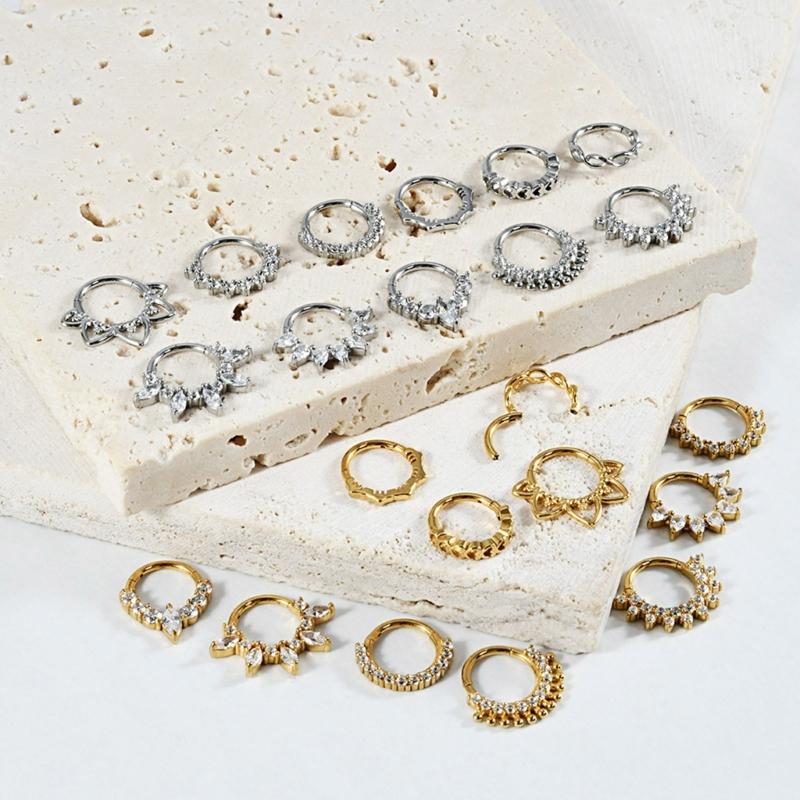 Body Jewelry Septum - 31BB Stylish Crystal Septum Ring Stainless