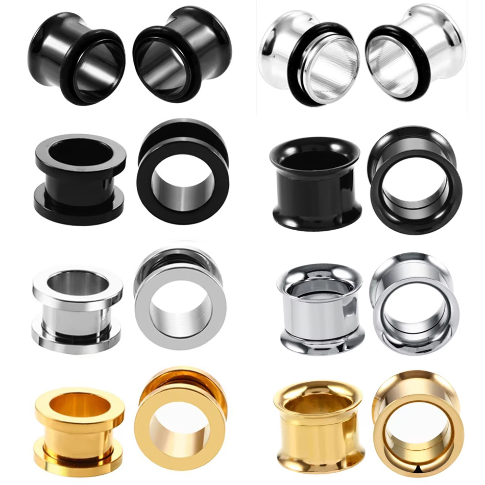 Body Jewelry Gauges - 1Pair Stainless Steel Ear Plugs Tunnels