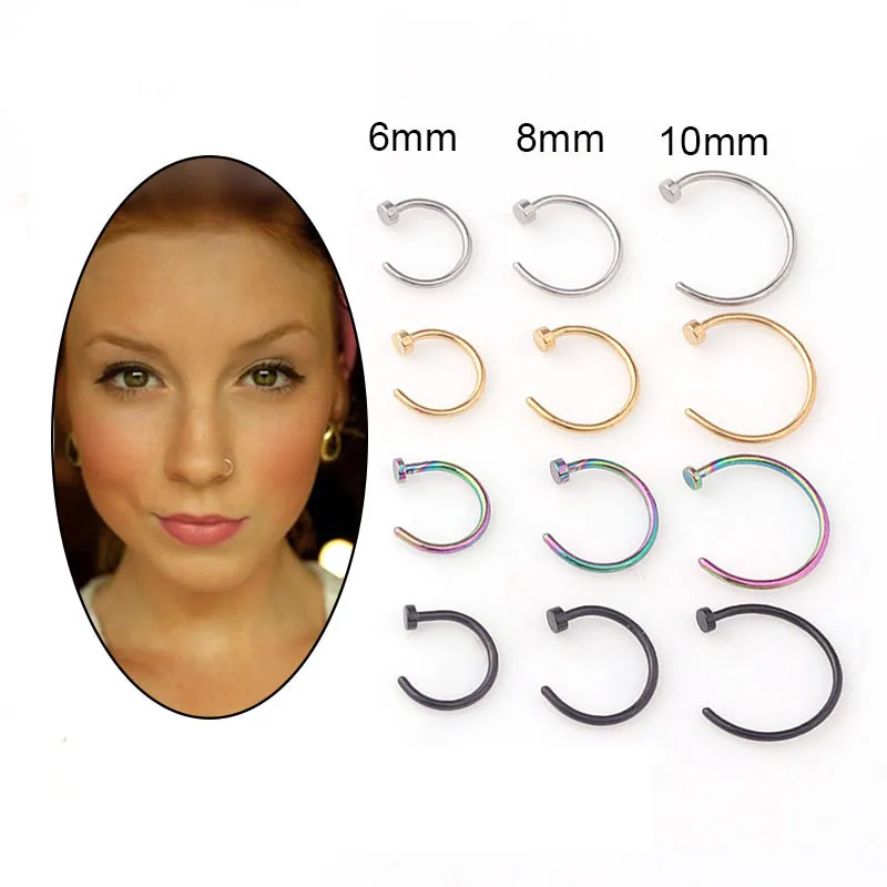 Body Jewelry Septum - 5pcs/lot 20G Nose Ring Hoop, 6mm/8mm/10mm