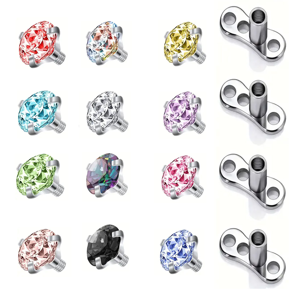 Dermal Anchor Top - 16PCS Crystal Zircon Dermal Anchor Tops