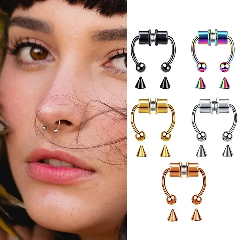 1/2/3Pcs Fake Magnetic Nose Ri - Body Jewelry Septum 评论和价格