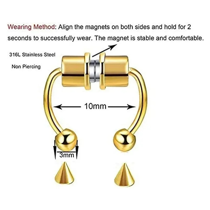 1/2/3Pcs Fake Magnetic Nose Ri - Body Jewelry Septum 评论和价格