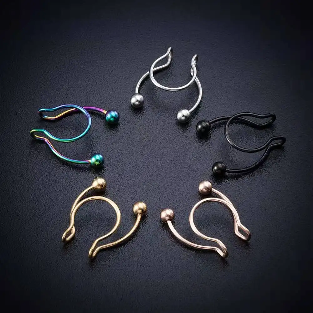 U Shaped Fake Nose Ring Hip Ho - Body Jewelry Septum 评论和价格