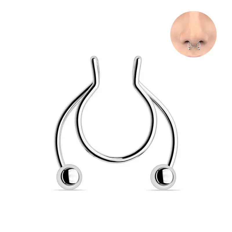 U Shaped Fake Nose Ring Hip Ho - Body Jewelry Septum 评论和价格