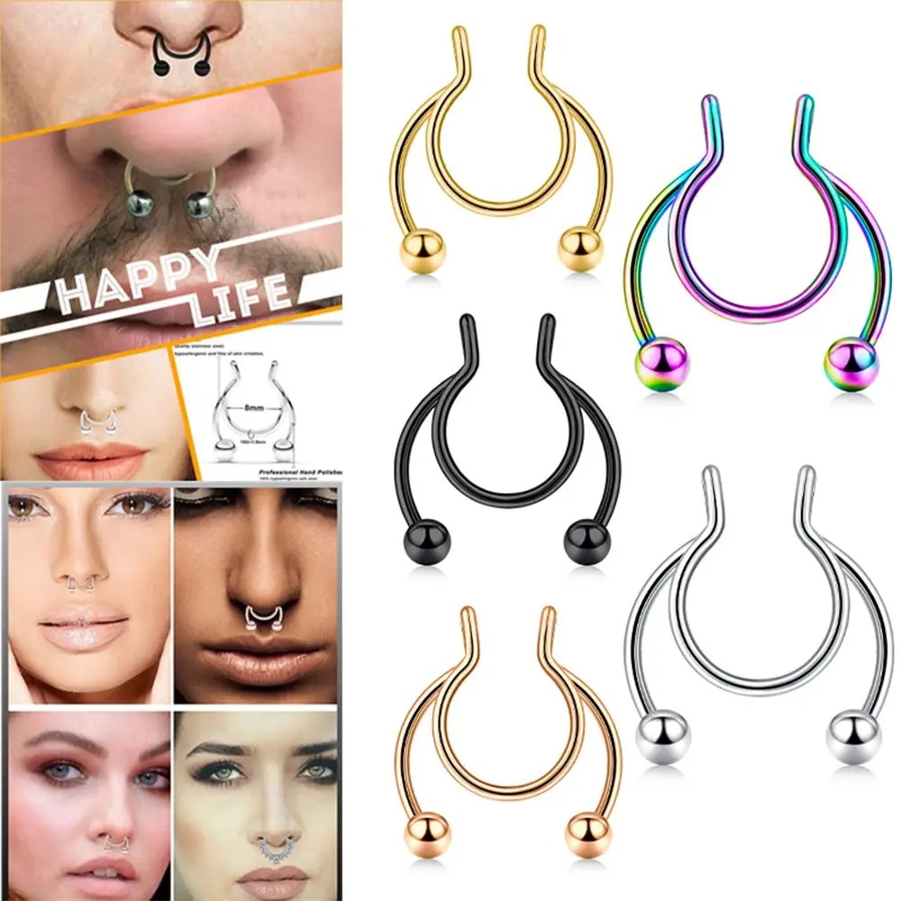 2pcs Stainless Steel Fake Sept - Body Jewelry Septum 评论和价格