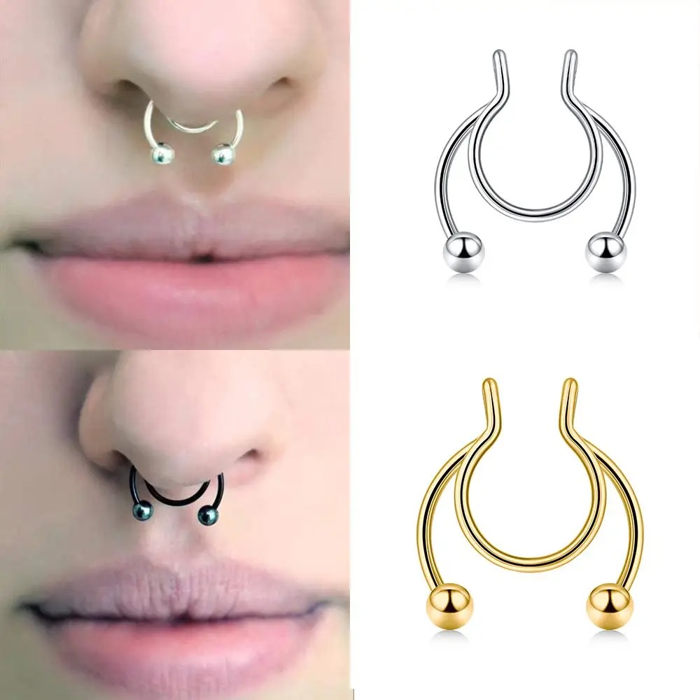 2pcs Stainless Steel Fake Sept - Body Jewelry Septum 评论和价格