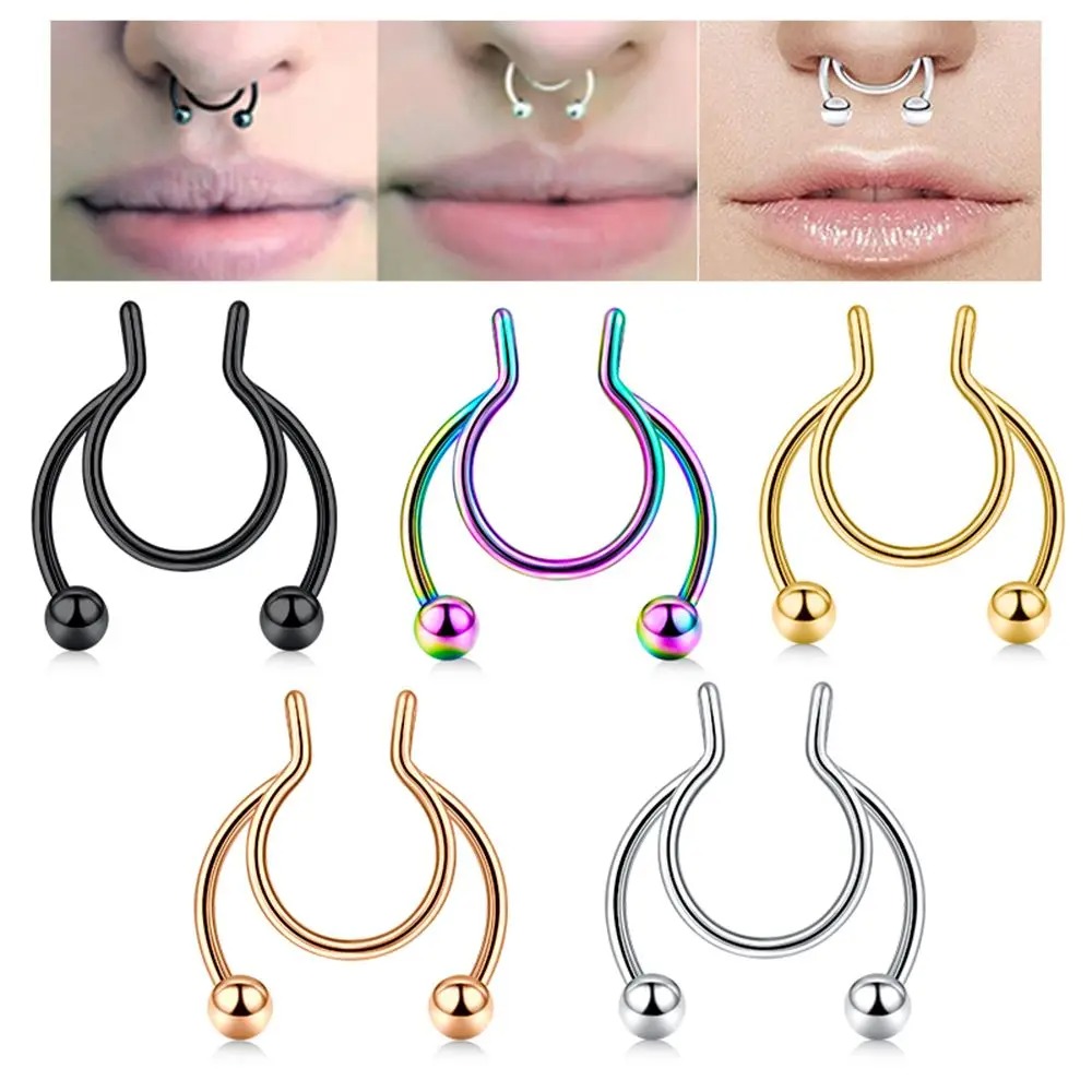 2pcs Stainless Steel Fake Sept - Body Jewelry Septum 评论和价格