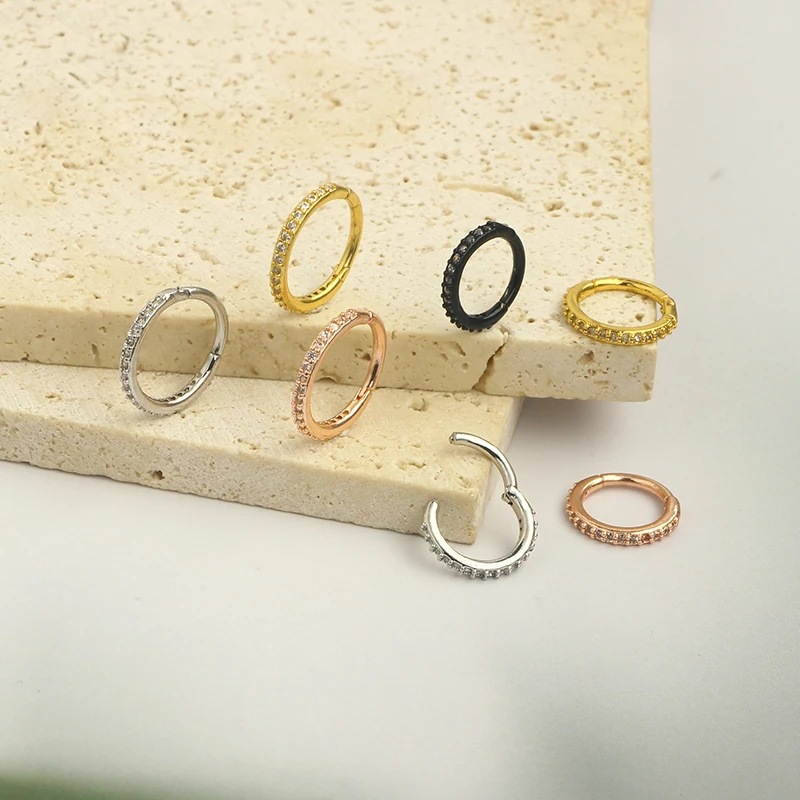16G Clear CZ Nose Ring Hoop 31 - Body Jewelry Septum 评论和价格