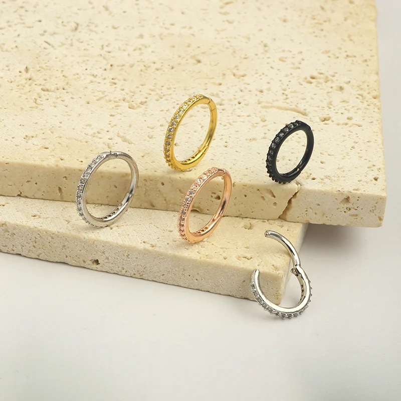 16G Clear CZ Nose Ring Hoop 31 - Body Jewelry Septum 评论和价格