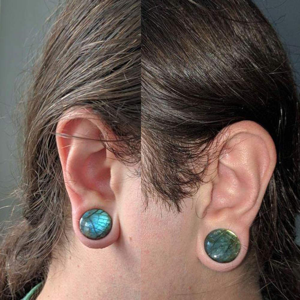 WKOUD 1PC Labradorite Stone Ea - Body Jewelry Gauges 评论和价格