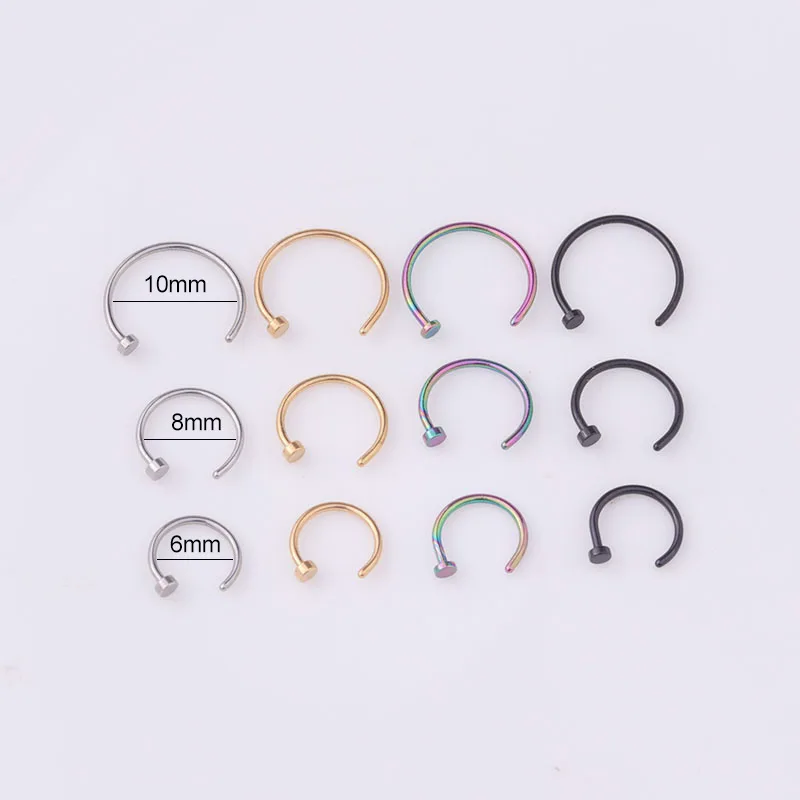5pcs/lot 20G Nose Ring Hoop, 6 - Body Jewelry Septum 评论和价格