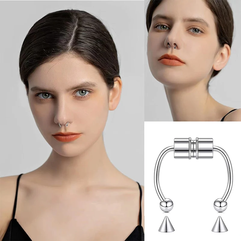 Fake Piercing Nose Ring Hoop S - Body Jewelry Septum 评论和价格