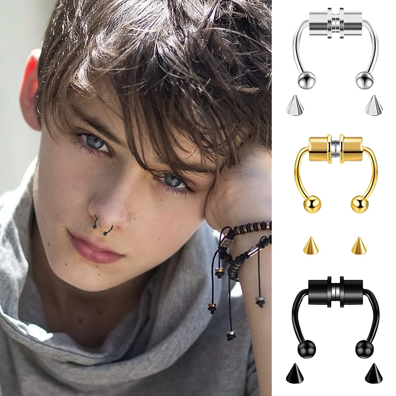 Fake Piercing Nose Ring Hoop S - Body Jewelry Septum 评论和价格