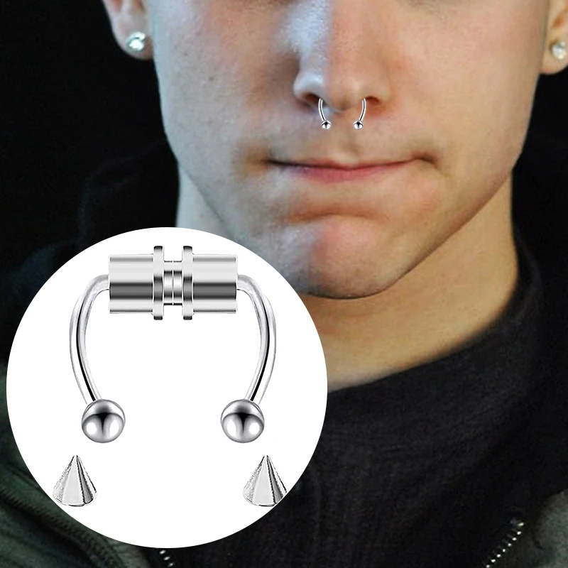 Fake Piercing Nose Ring Hoop S - Body Jewelry Septum 评论和价格