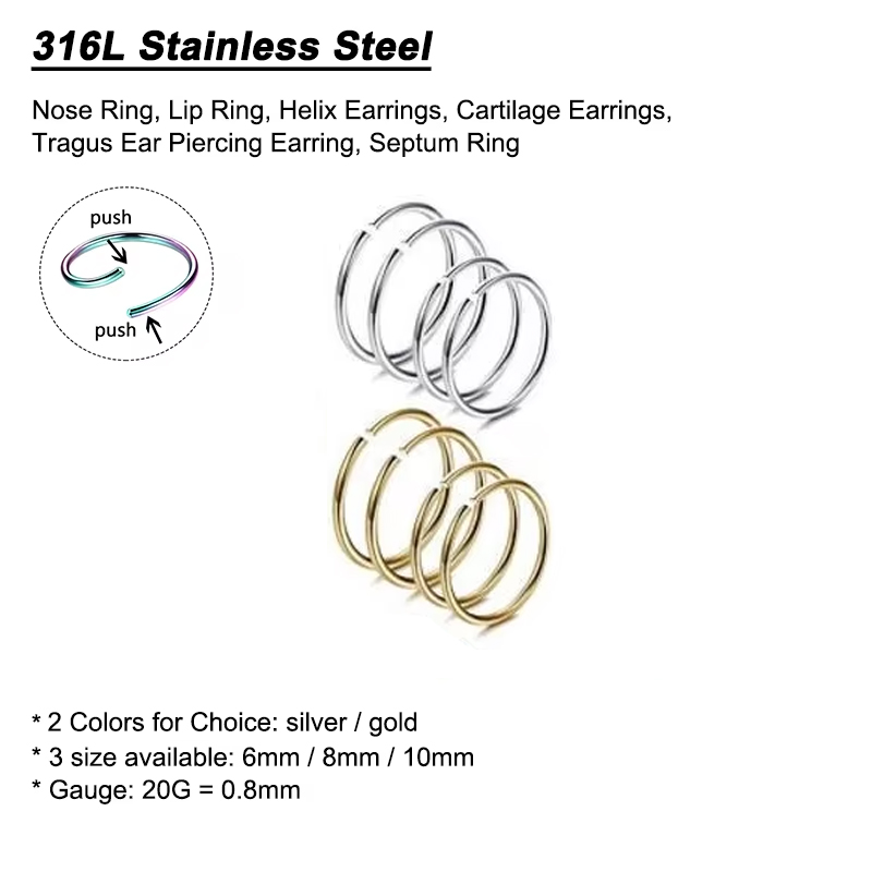 6pcs/lot Hypoallergenic Nose R - Body Jewelry Septum 评论和价格