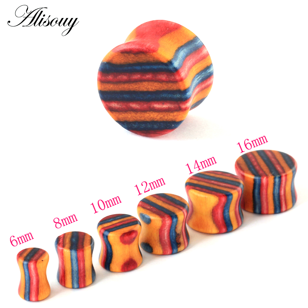 1PC Fashion Ear Plugs Wood Fle - Body Jewelry Gauges 评论和价格