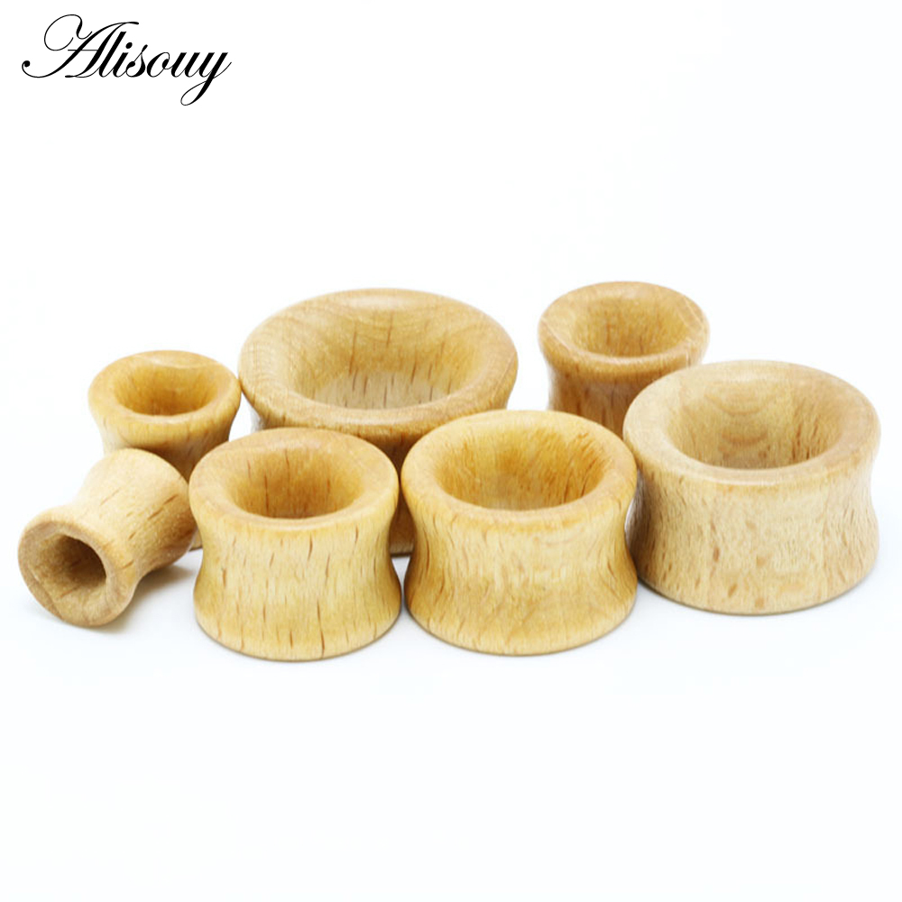 1PC Fashion Ear Plugs Wood Fle - Body Jewelry Gauges 评论和价格