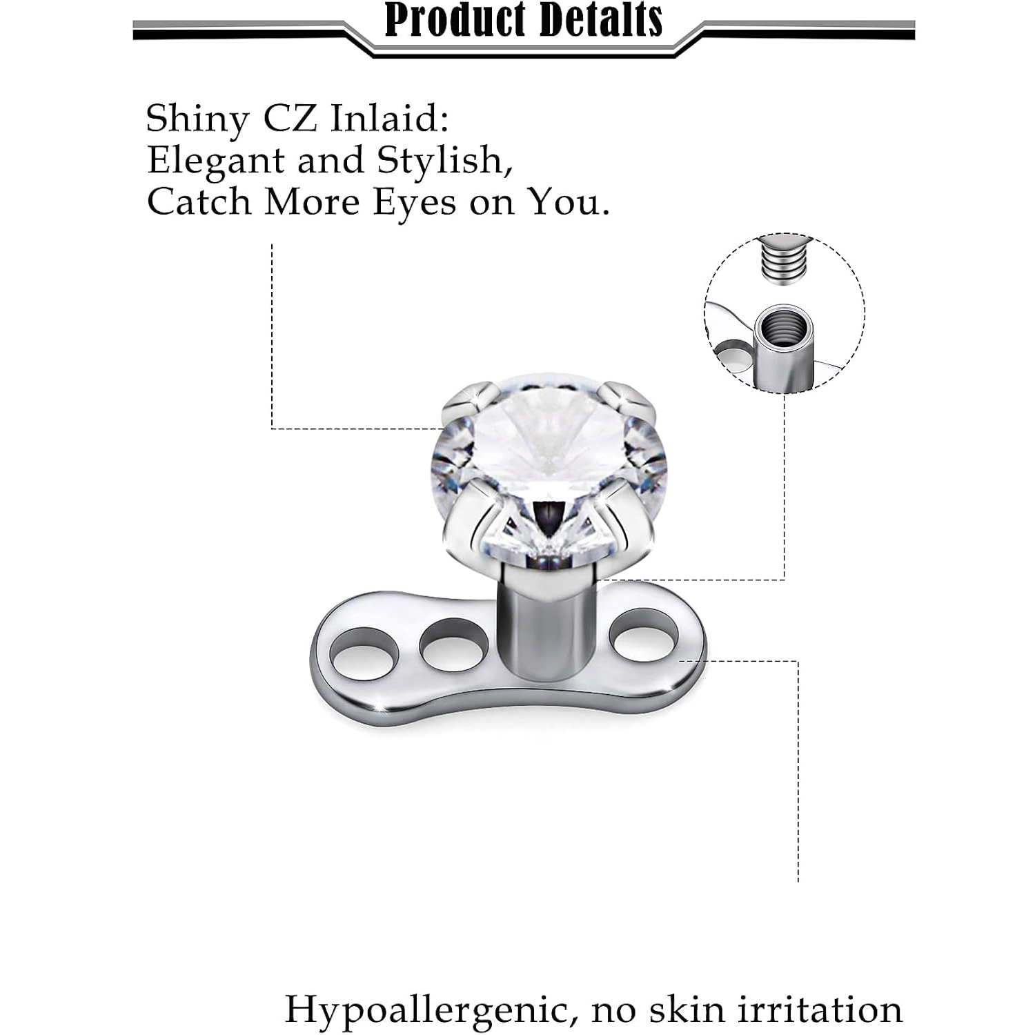 14G G23 Titanium Dermal Pierci - Dermal Anchor Top 评论和价格