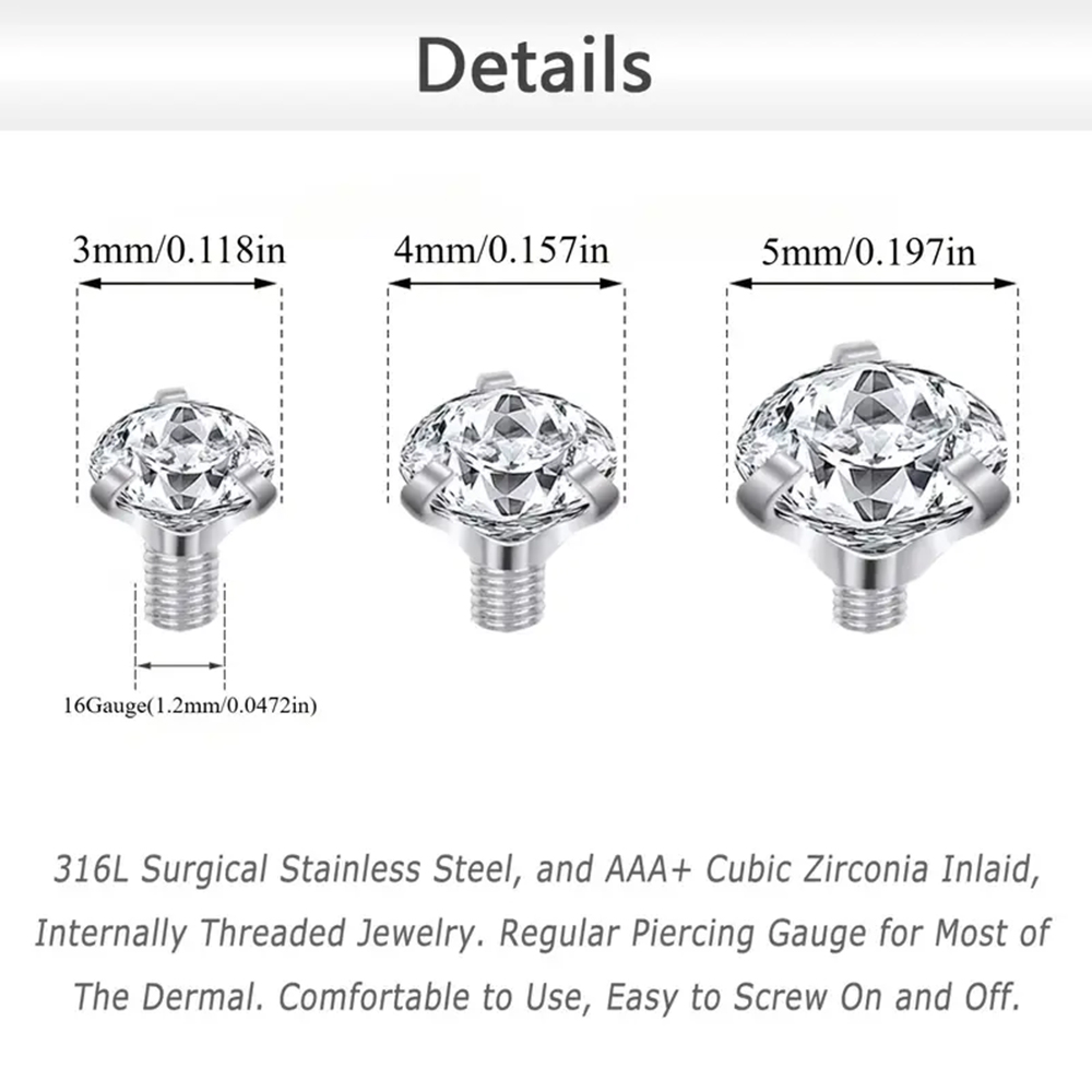 16PCS Crystal Zircon Dermal An - Dermal Anchor Top 评论和价格